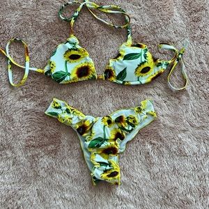 Tiny Sunflower Thong Bikini Set